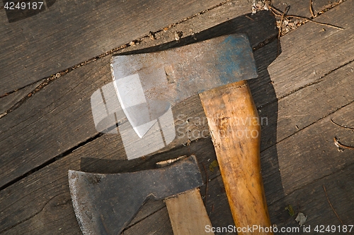 Image of Two Axes on the ground