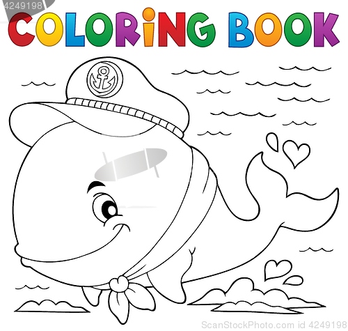 Image of Coloring book sailor whale theme 1