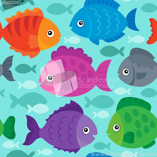 Image of Seamless background stylized fishes 1