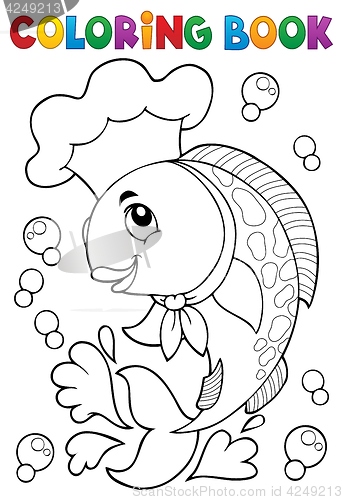 Image of Coloring book with fish chef