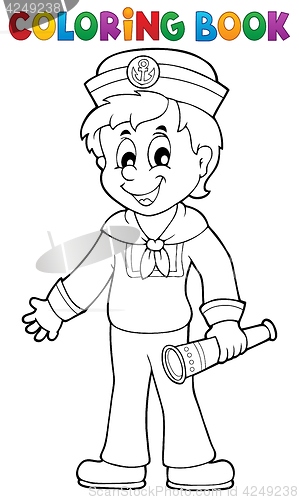 Image of Coloring book sailor with telescope