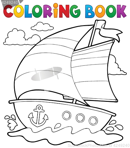 Image of Coloring book nautical boat 1