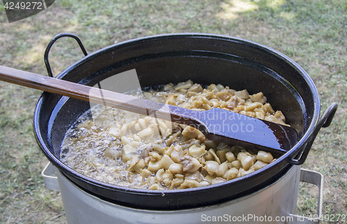 Image of Pork greaves cooked in a large bowl