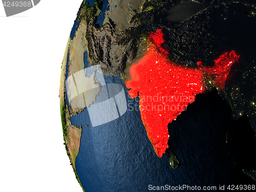 Image of Sunset over India from space