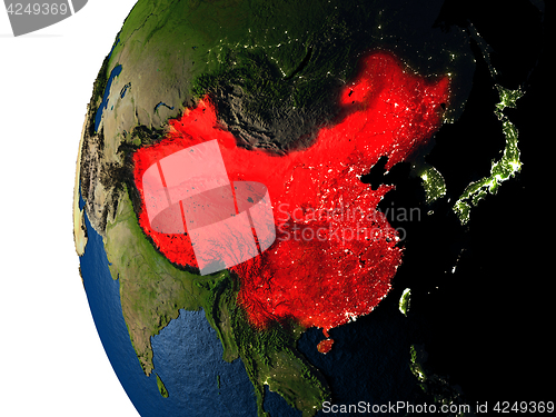 Image of Sunset over China from space