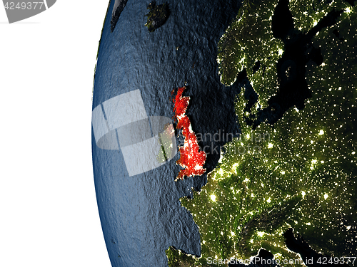 Image of Sunset over United Kingdom from space