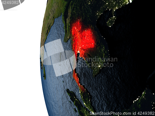 Image of Sunset over Thailand from space