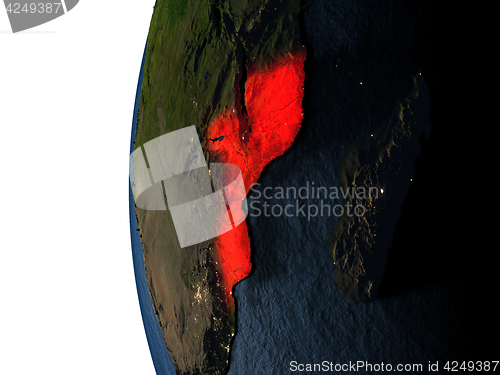 Image of Sunset over Mozambique from space