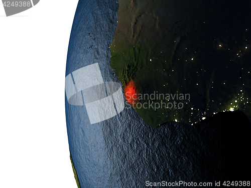 Image of Sunset over Sierra Leone from space
