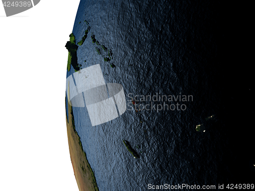 Image of Sunset over Vanuatu from space