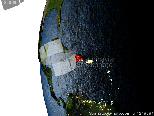 Image of Sunset over Dominican Republic from space