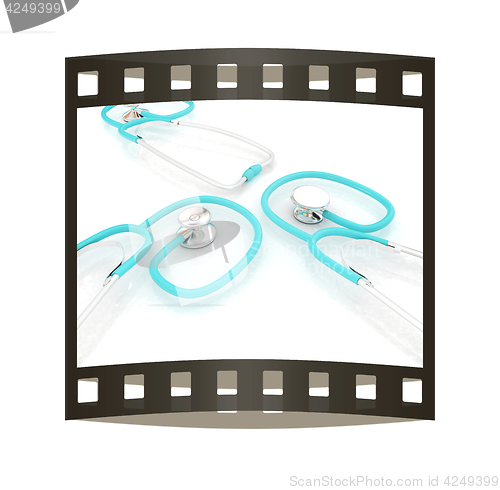 Image of stethoscope. 3d illustration. The film strip