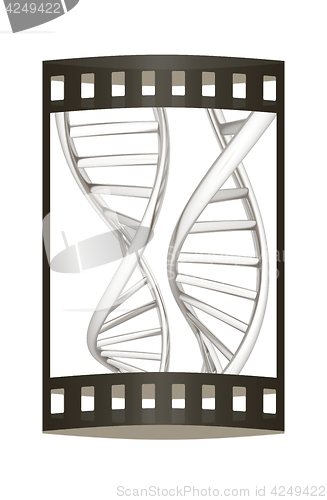 Image of DNA structure model. 3d illustration. The film strip