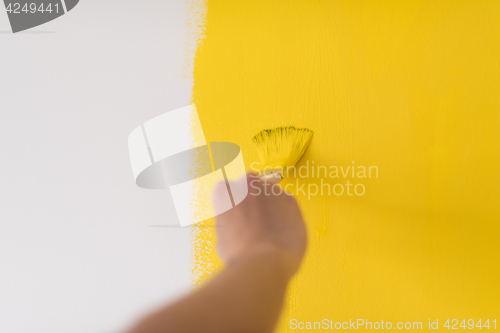 Image of hand painting wall