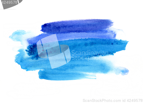 Image of Bright blue watercolor blot on white background