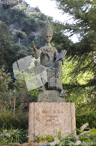 Image of Statue abat Olibe (fundator of Montserrat), Catalonia, Spain