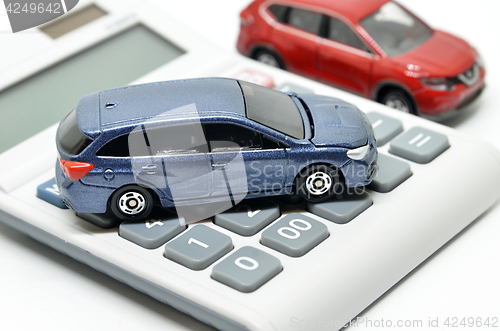 Image of Calculator and toy car