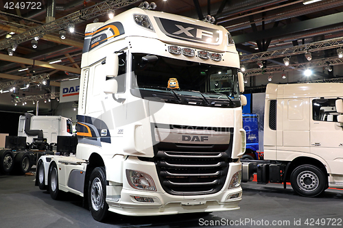 Image of DAF XF 510 Nordic Edition Semi Truck on Display