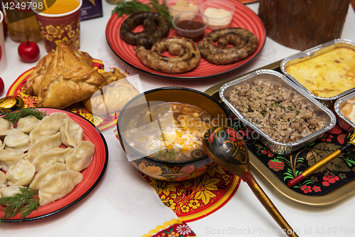 Image of Russian table with food