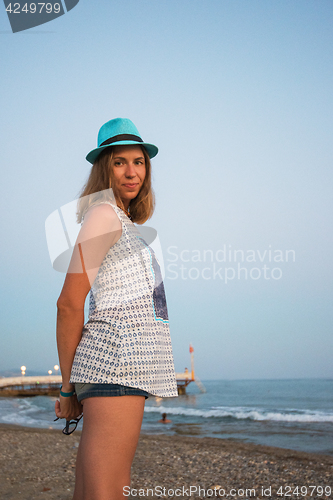 Image of beautiful woman on the beach