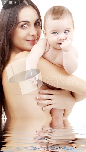 Image of clean baby in mother hands