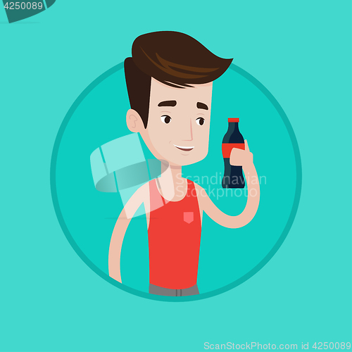 Image of Young man drinking soda vector illustration.