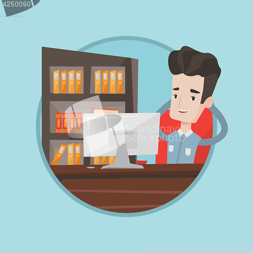 Image of Businessman relaxing in office vector illustration