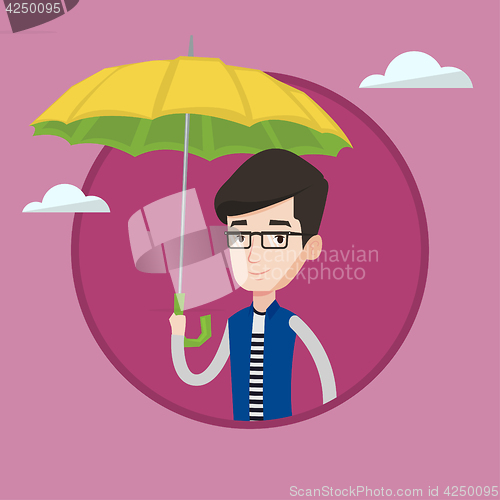 Image of Insurance agent with umbrella vector illustration.