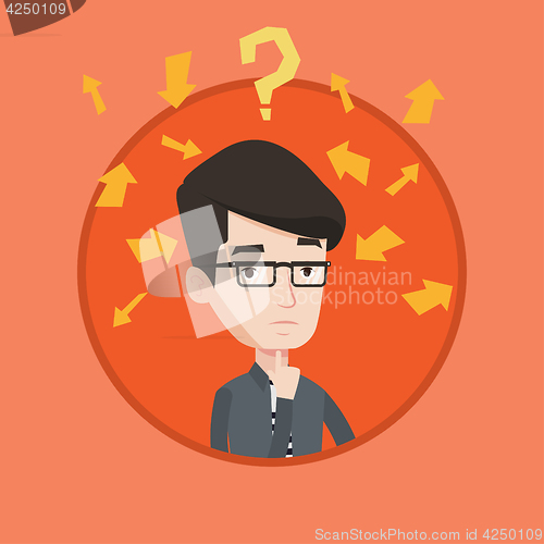 Image of Young businessman thinking vector illustration.