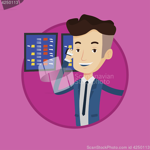 Image of Stockbroker at stock exchange vector illustration.