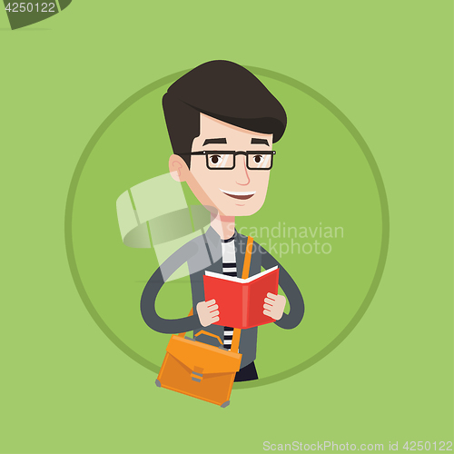 Image of Student reading book vector illustration.