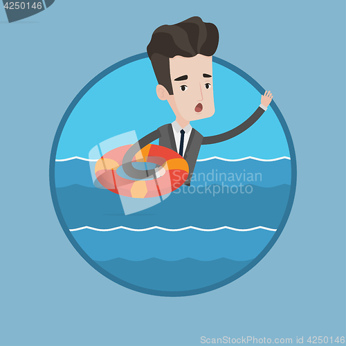 Image of Businessman sinking and asking for help.