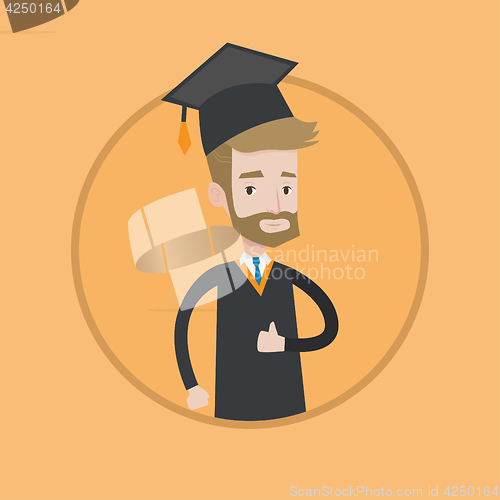 Image of Graduate giving thumb up vector illustration.