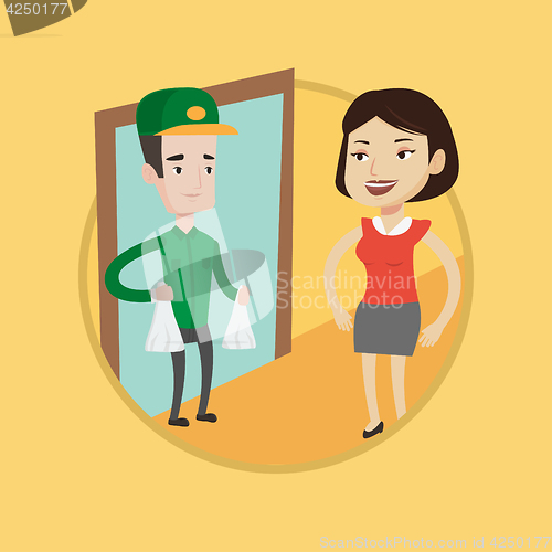 Image of Delivery man delivering groceries to customer.