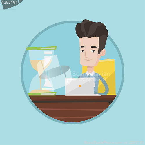 Image of Businessman working in office vector illustration.