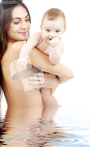 Image of clean baby in mother hands