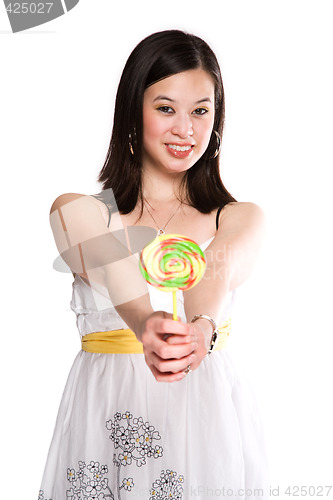 Image of Woman and lollipop