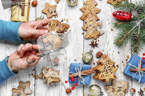 Image of Christmas cookies with gift