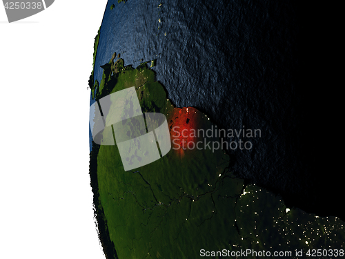 Image of Sunset over Suriname from space