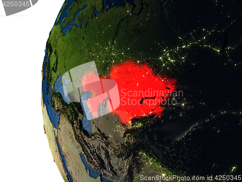 Image of Sunset over Kazakhstan from space