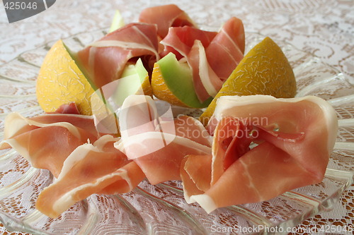 Image of Galia melon and serrano ham