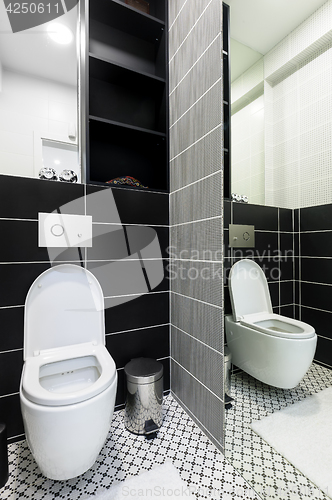 Image of Modern black and white toilet