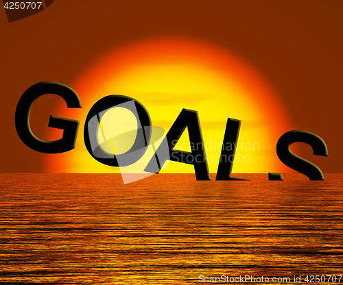 Image of Goals Word Sinking Showing Problem Reaching The Goal