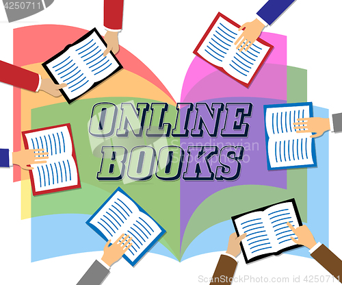 Image of Online Books Represents Searching Web And Network