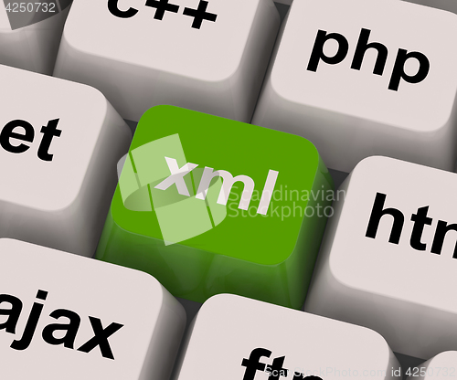 Image of Xml Programming Key Shows Extensible Markup Language