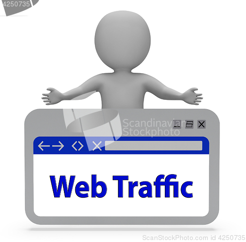 Image of Web Traffic Webpage Represents Optimize Website 3d Rendering