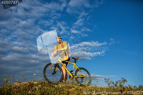 Image of Cyclist Riding the Bike on the Trail