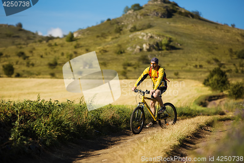Image of Cyclist Riding the Bike on the Trail
