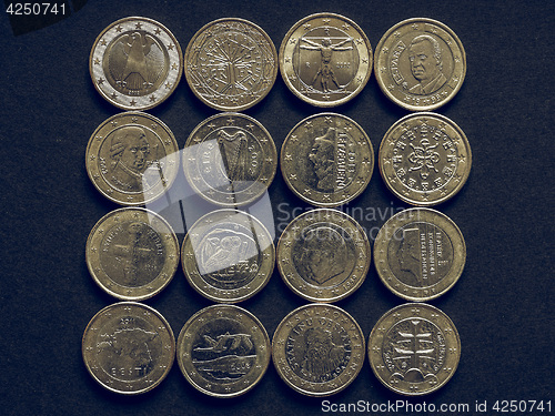 Image of Vintage Euro coins of many countries