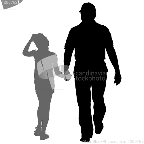 Image of Silhouette of happy family on a white background